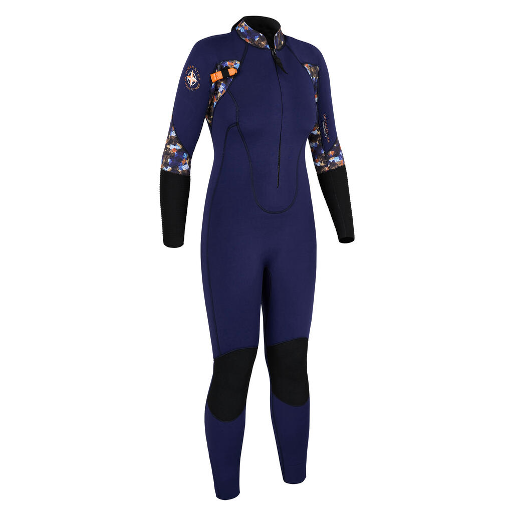 WOMEN’S SEA WALKING WETSUIT SUPERSTRECH NEOPRENE 4/3 BLUE